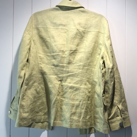 Easy Spirit is 100 linen shirt jacket multi pocket celery green MOP button 10 - Picture 8 of 8